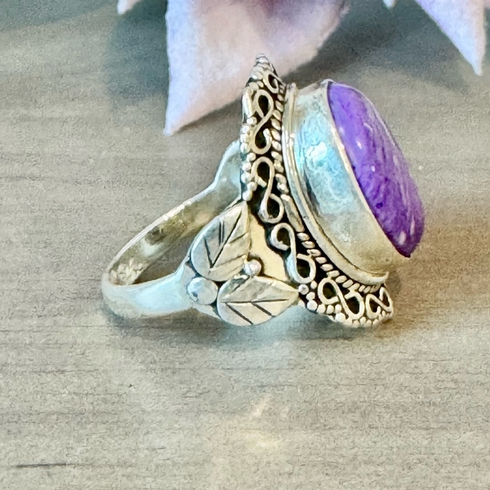 Charoite Infinity Shield Ring - image 5